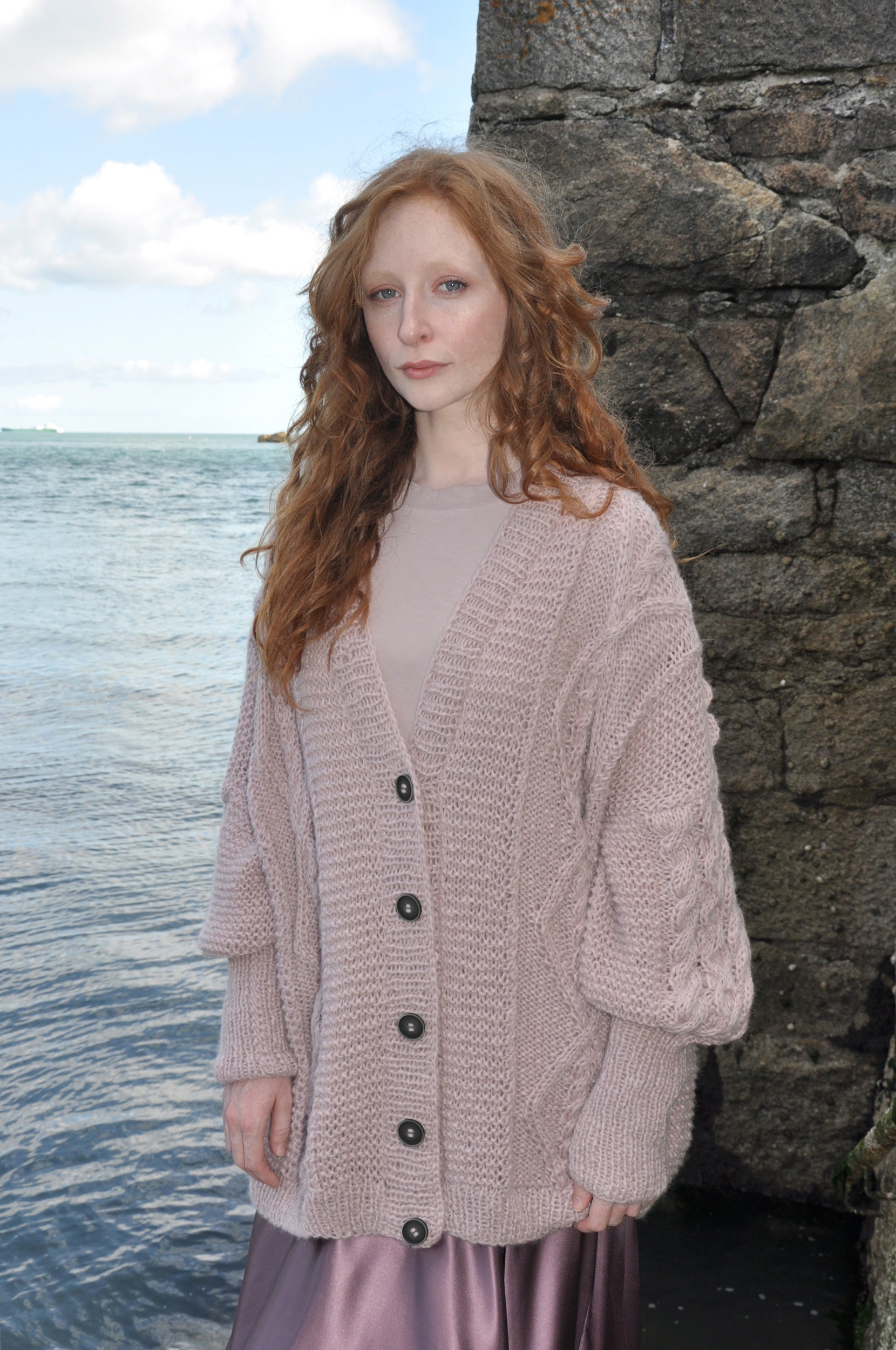 Deirdre Shell Pink Luxury Hand Knit Cardigan