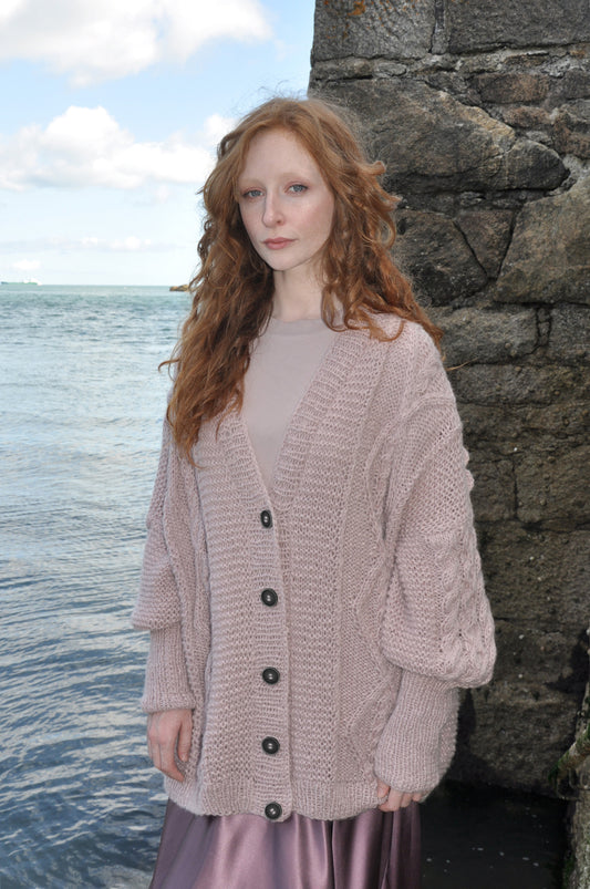 Deirdre Shell Pink Luxury Hand Knit Cardigan