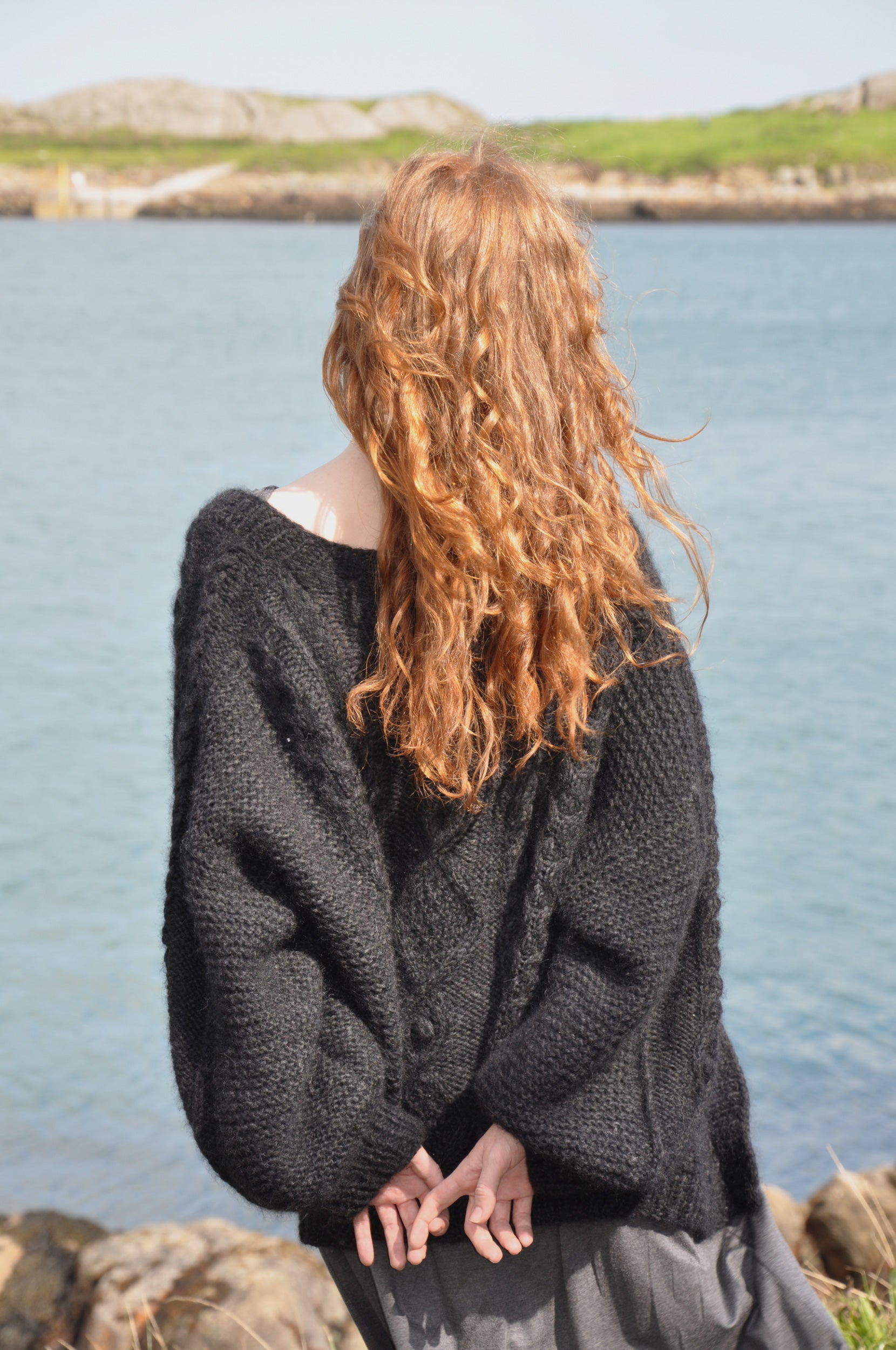 Eileen Black Luxury Hand Knit Cardigan from BAWN