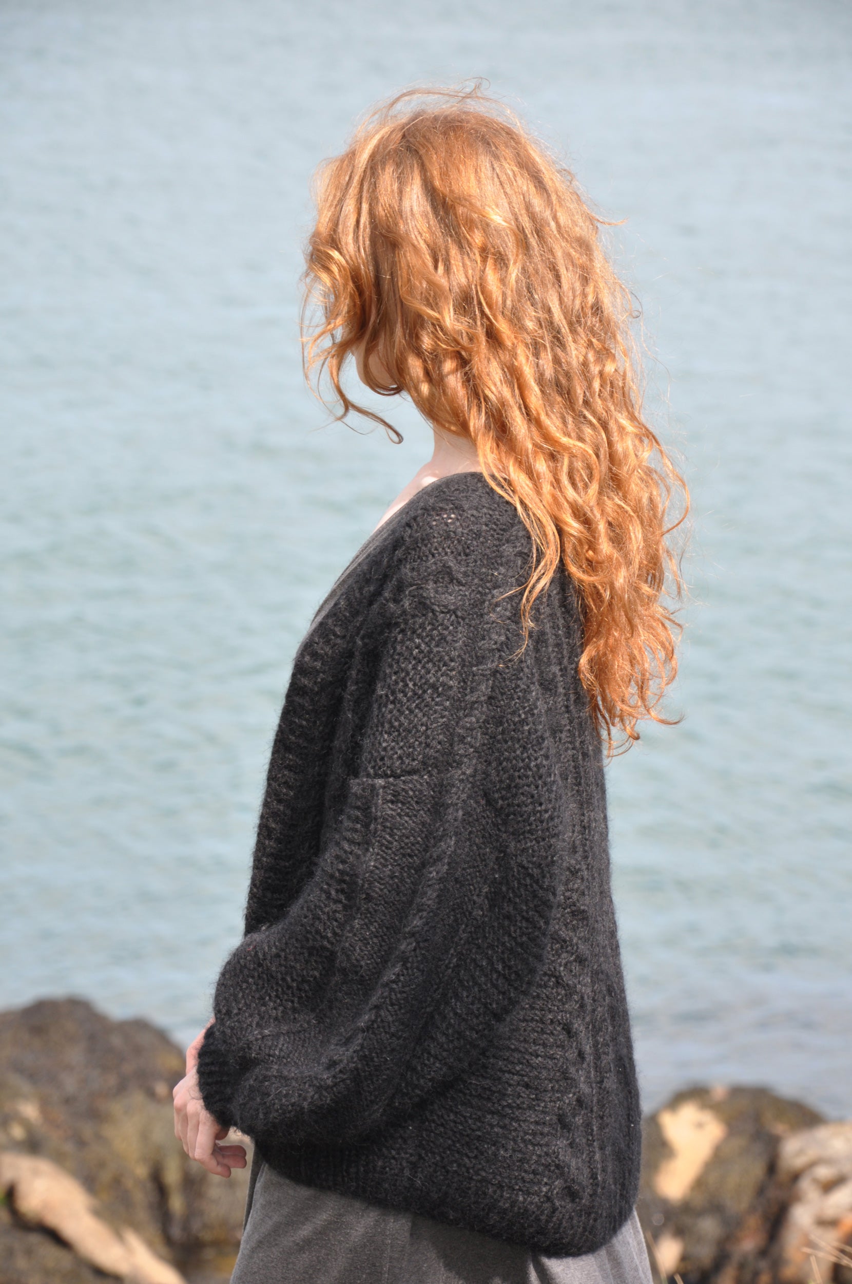 Eileen Black Luxury Hand Knit Cardigan from BAWN