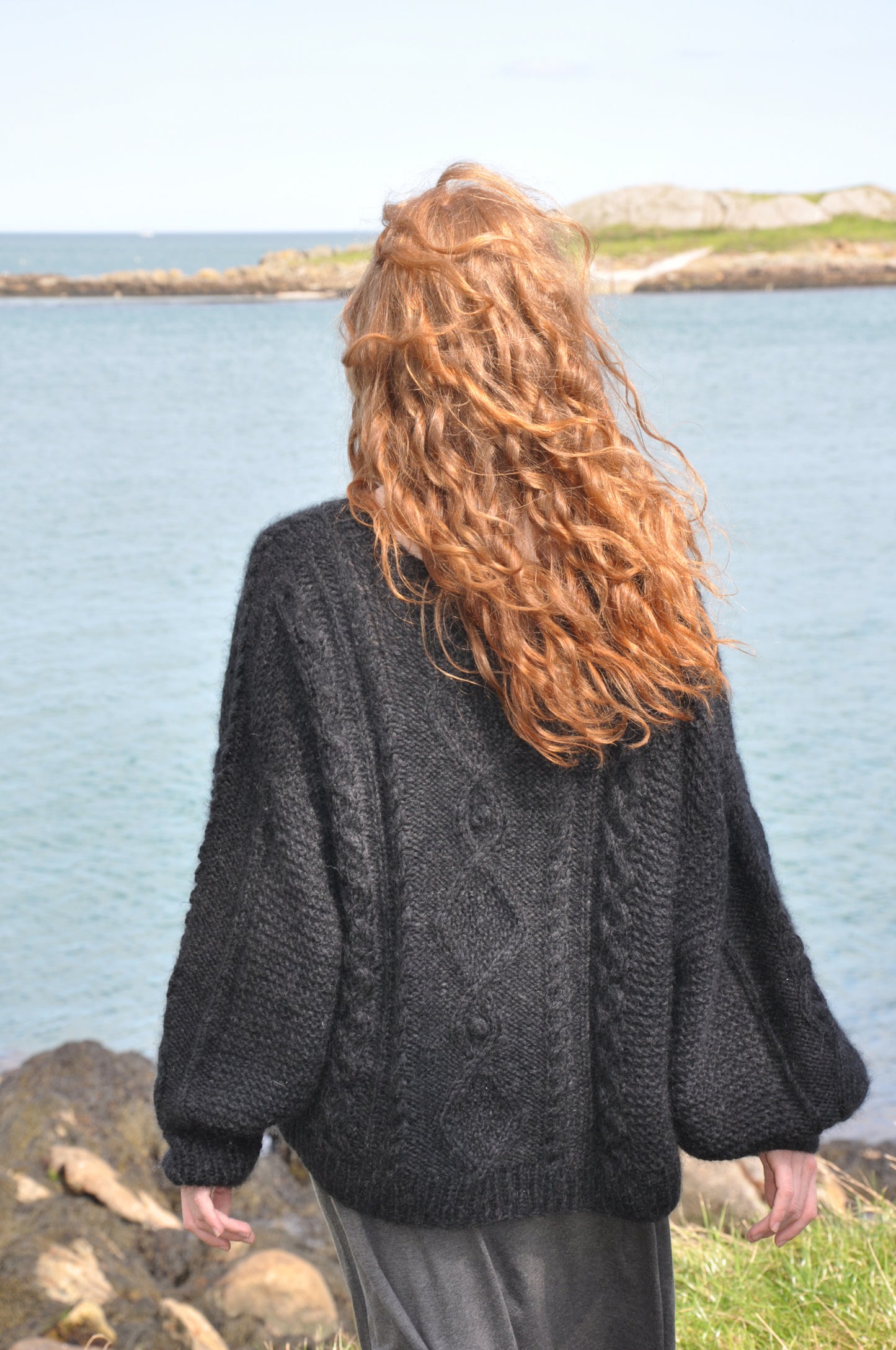 Eileen Black Luxury Hand Knit Cardigan from BAWN