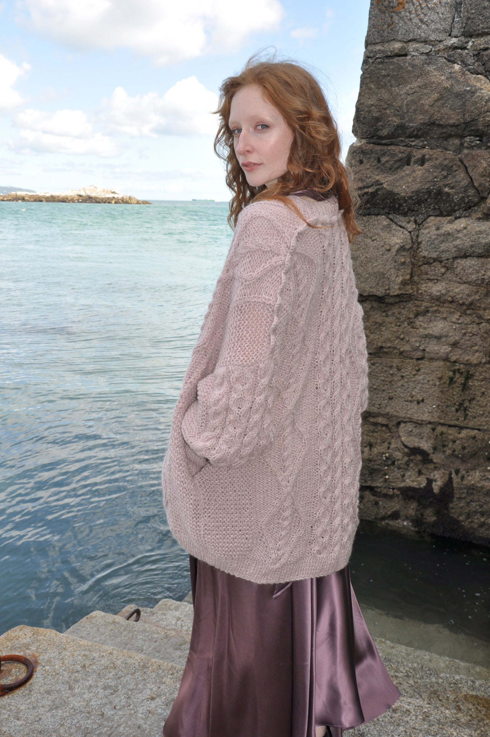 Deirdre Shell Pink Luxury Hand Knit Cardigan