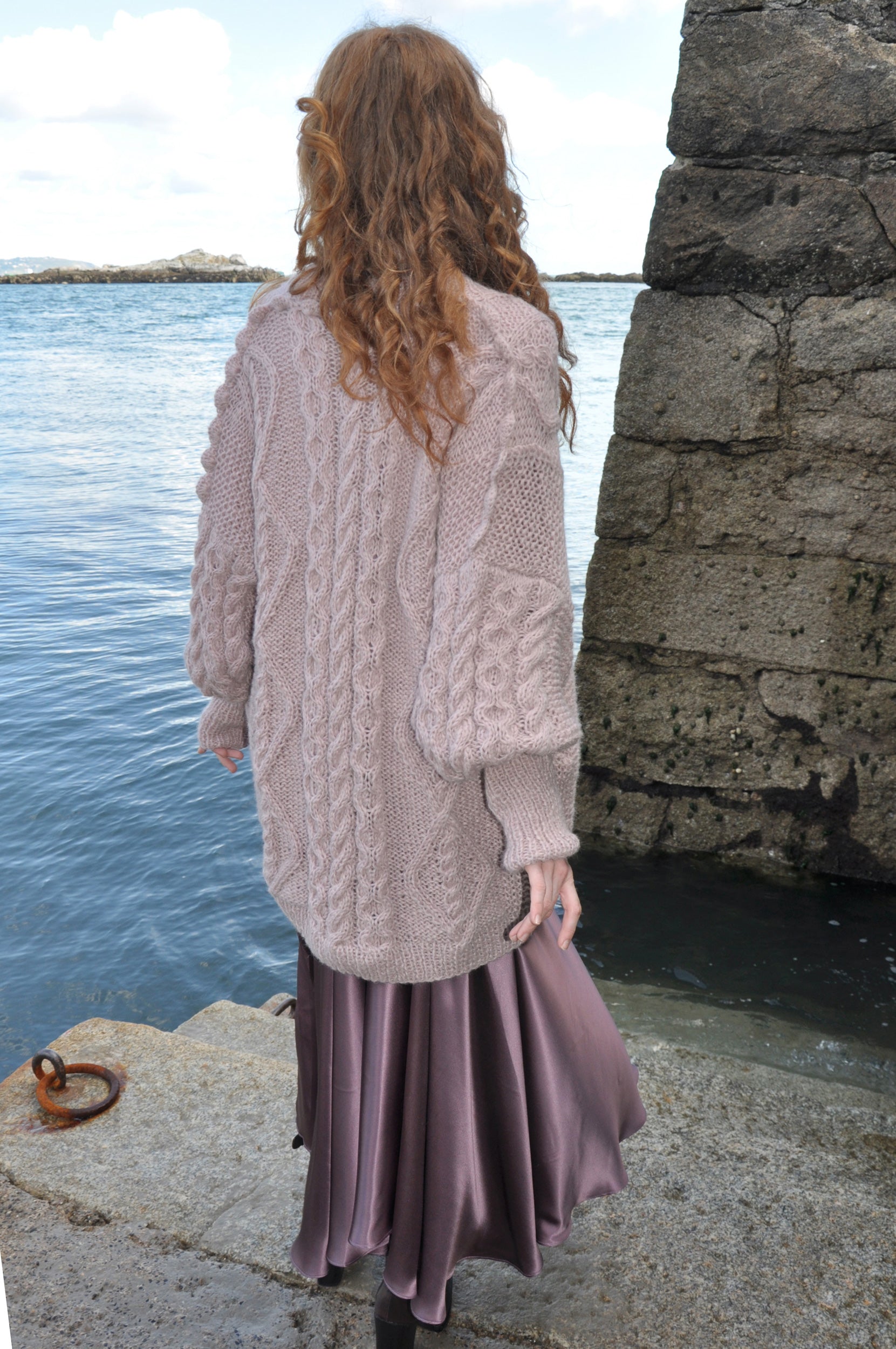 Deirdre Shell Pink Luxury Hand Knit Cardigan