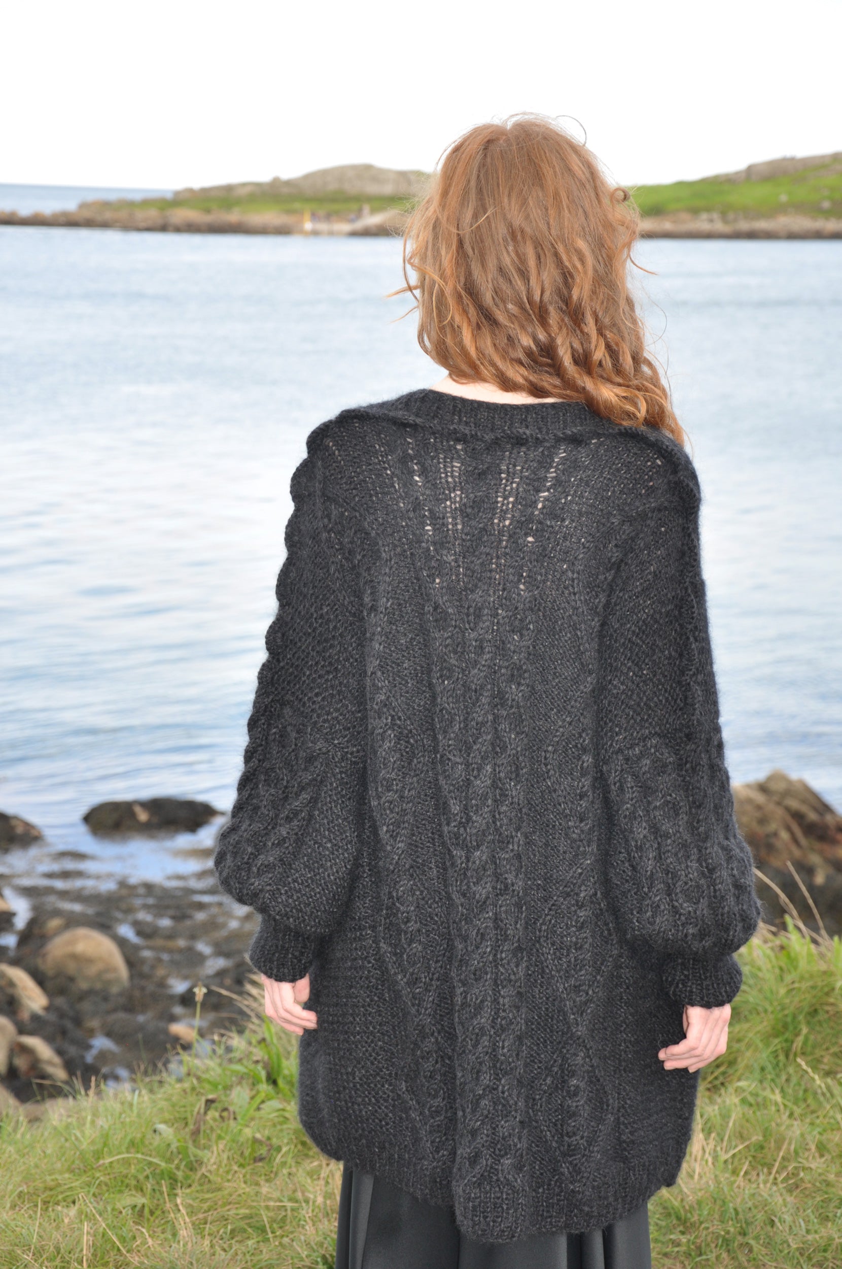 Deirdre Black Luxury Hand Knit Cardigan