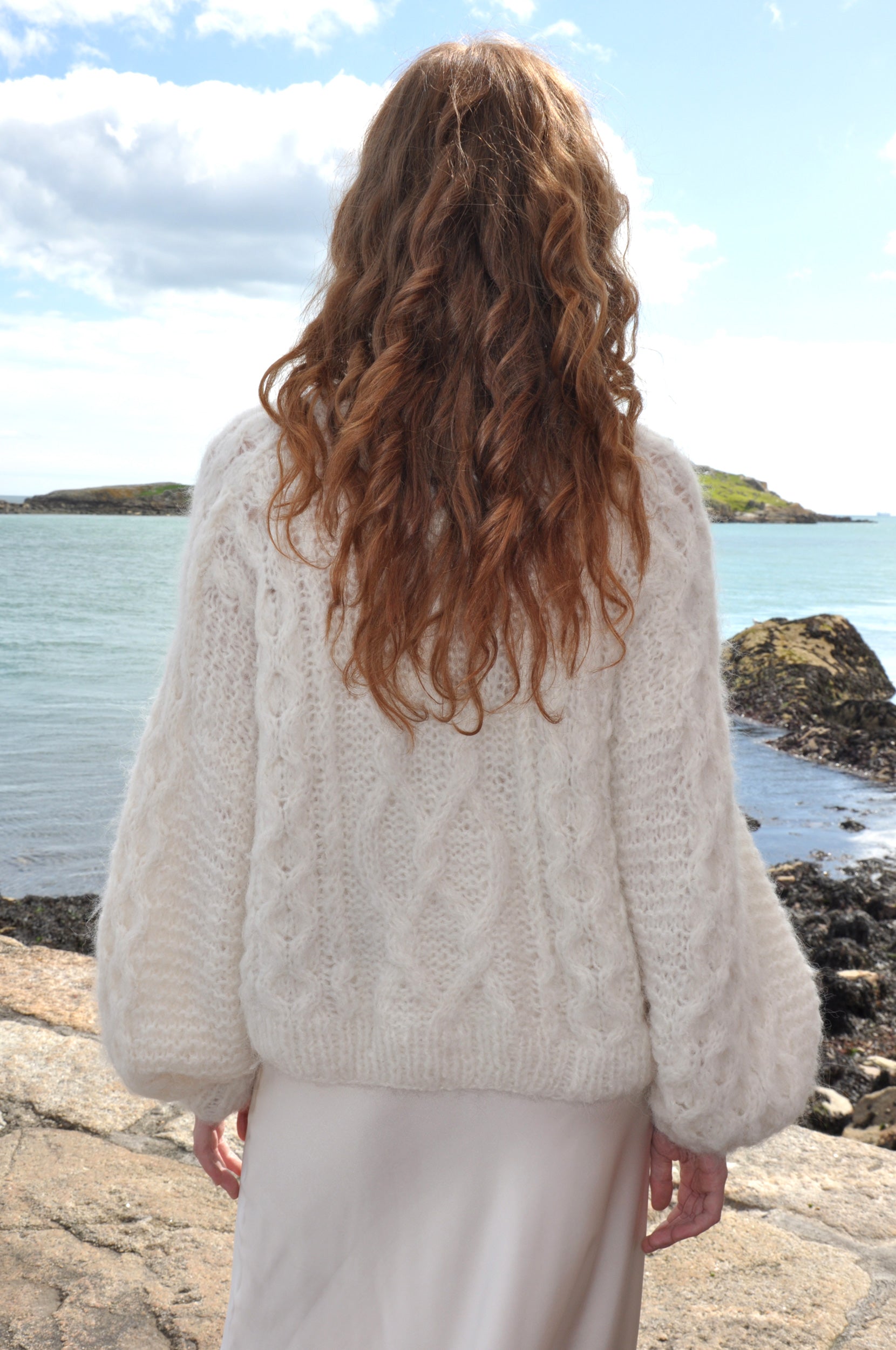Mary Cream Luxury Hand Knit Crew Neck Sweater