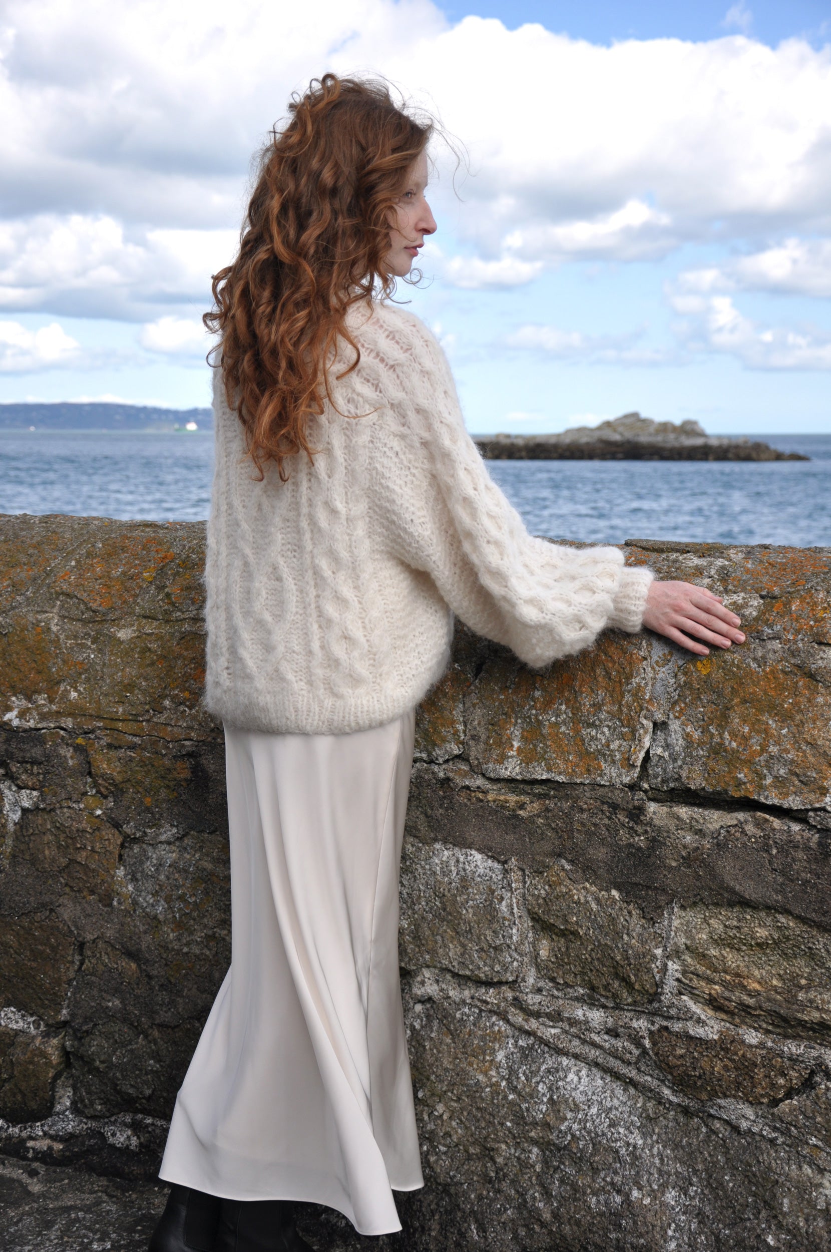 Mary Cream Luxury Hand Knit Crew Neck Sweater