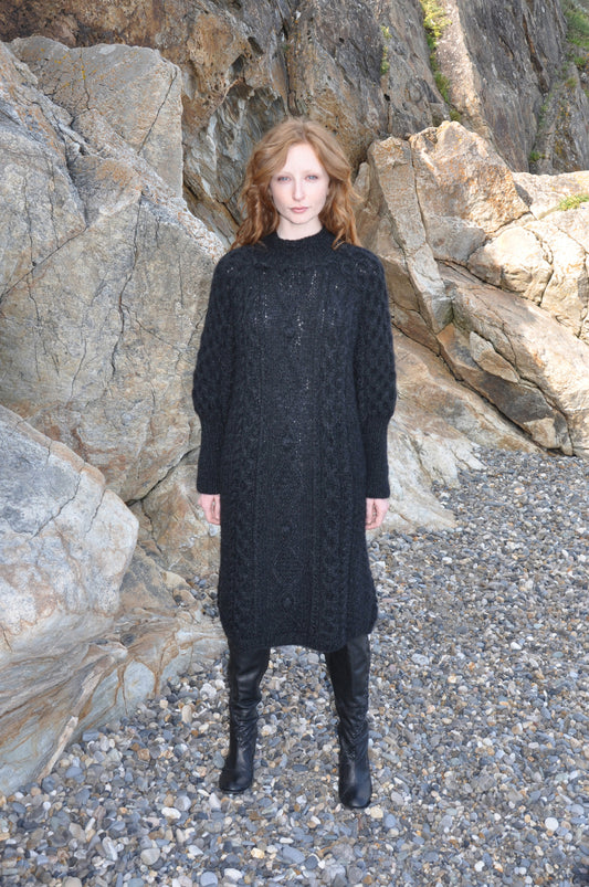 Grainne Black Luxury Hand Knit Dress