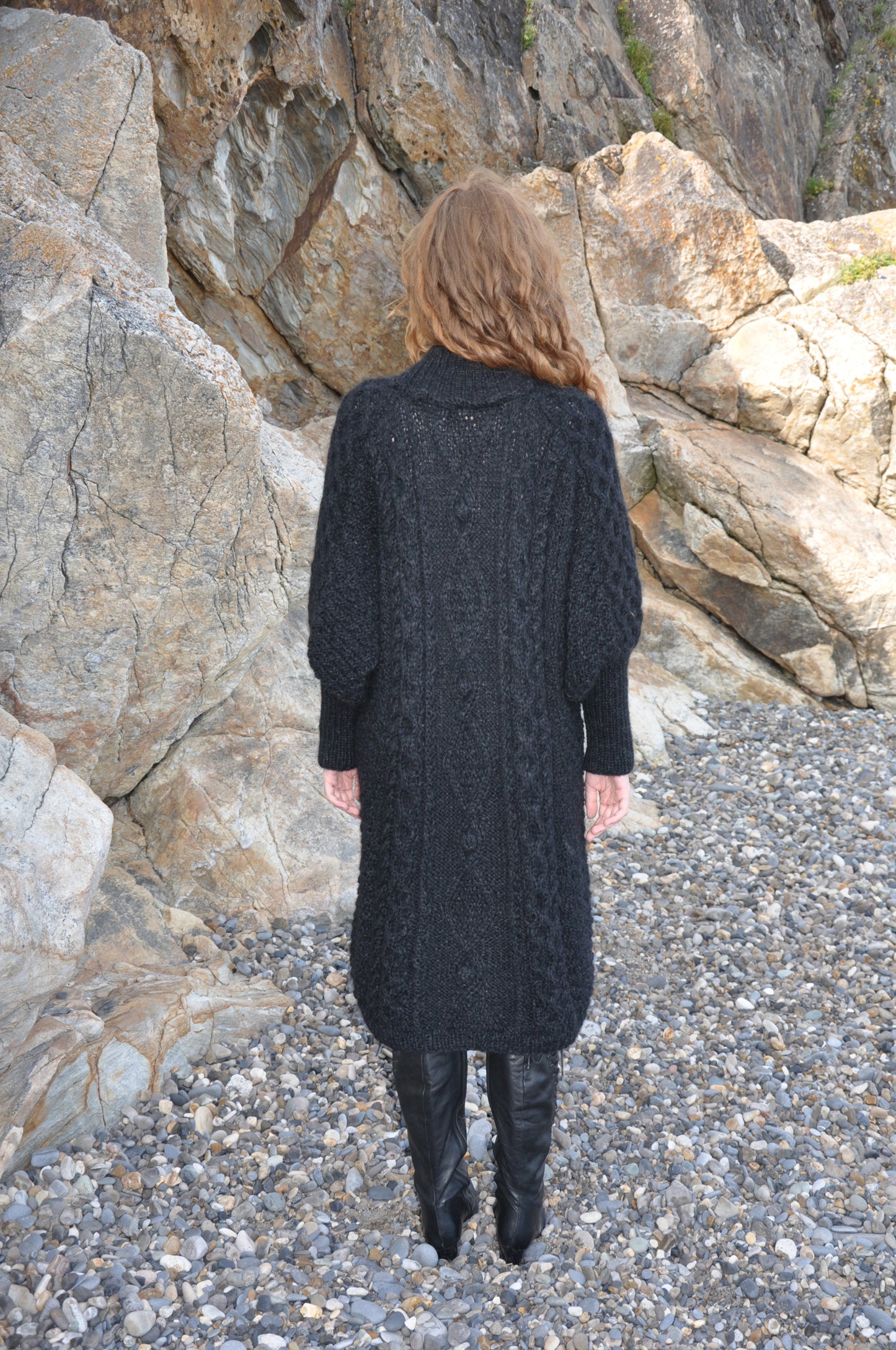 Grainne Black Luxury Hand Knit Dress