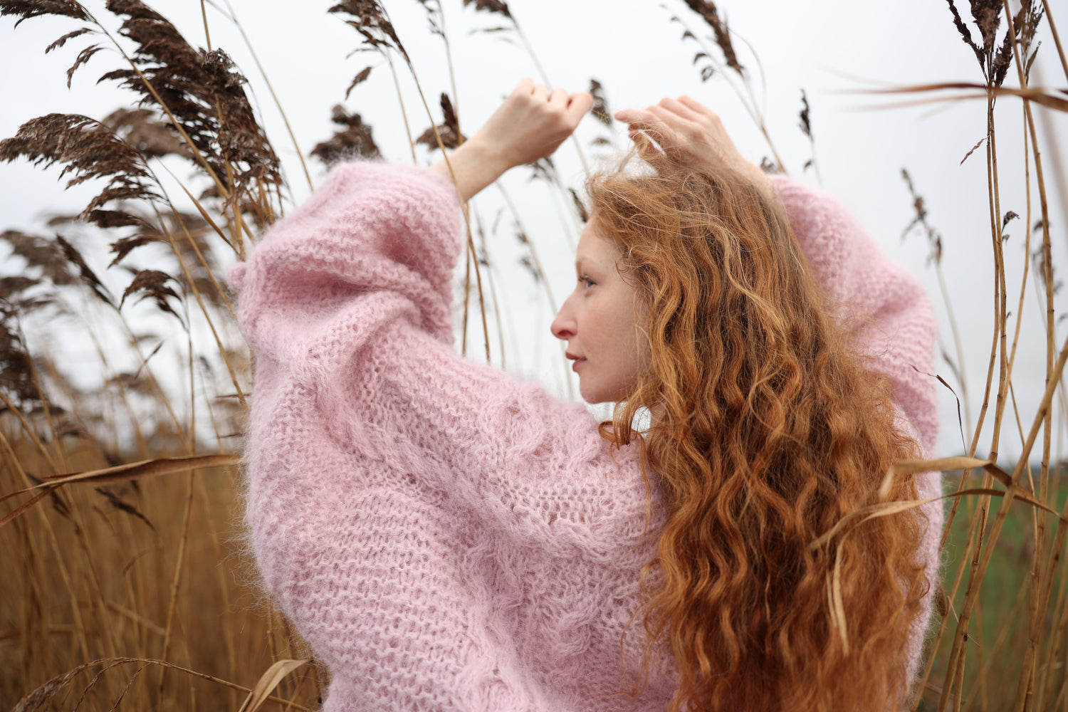 Naturally luxurious hand knit fluffy pink cardigan honouring Irish heritage from BAWN