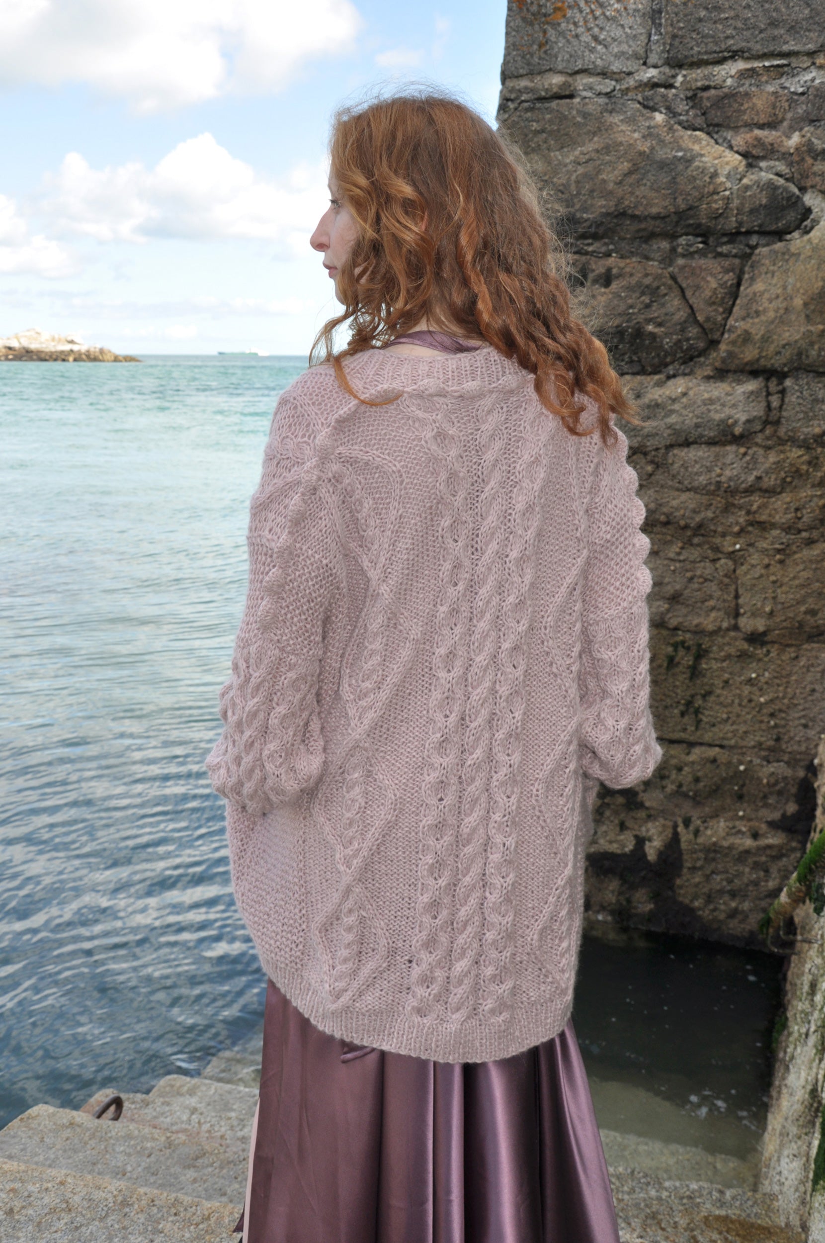 Arabella Shell Pink Long Cardigan – BAWN Knitwear