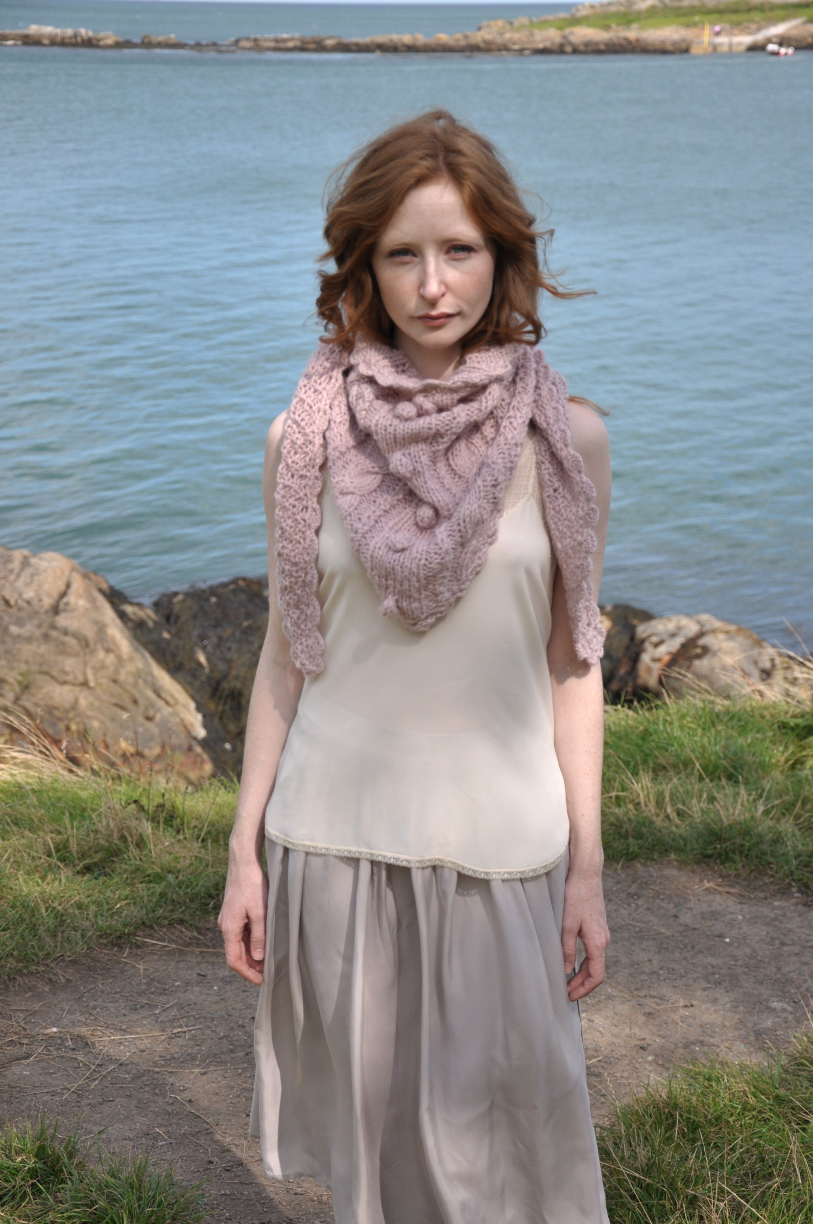 Caitriona Shell Pink Triangle Scarf from BAWN