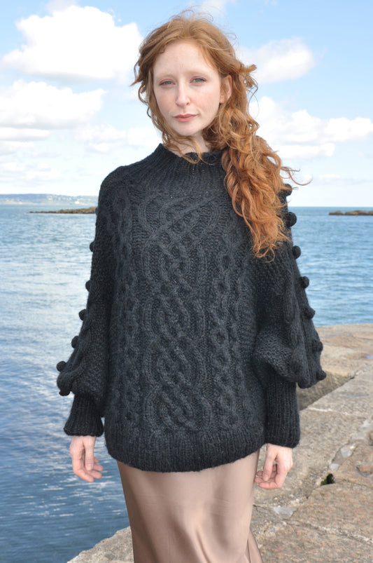 Ciara black luxury hand knit sweater from BAWN