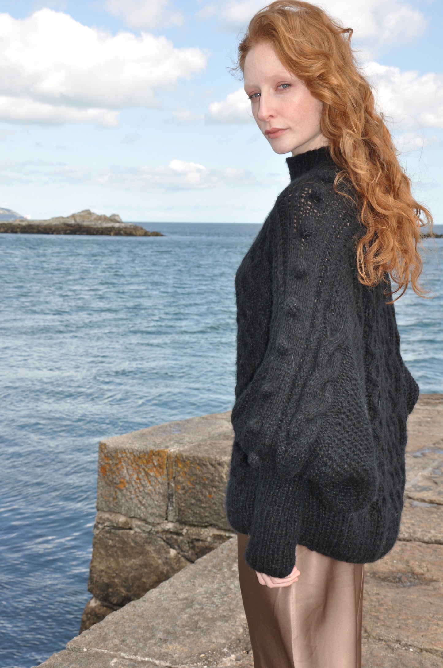 Ciara black hand knit sweater from BAWN