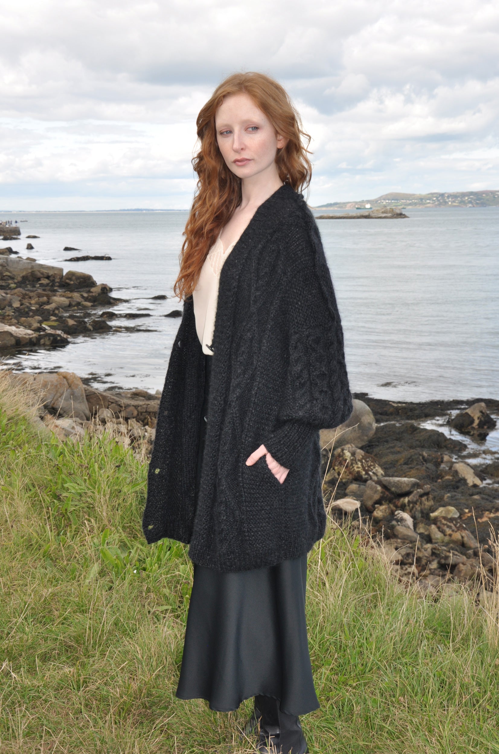 Deirdre Black Luxury Hand Knit Cardigan