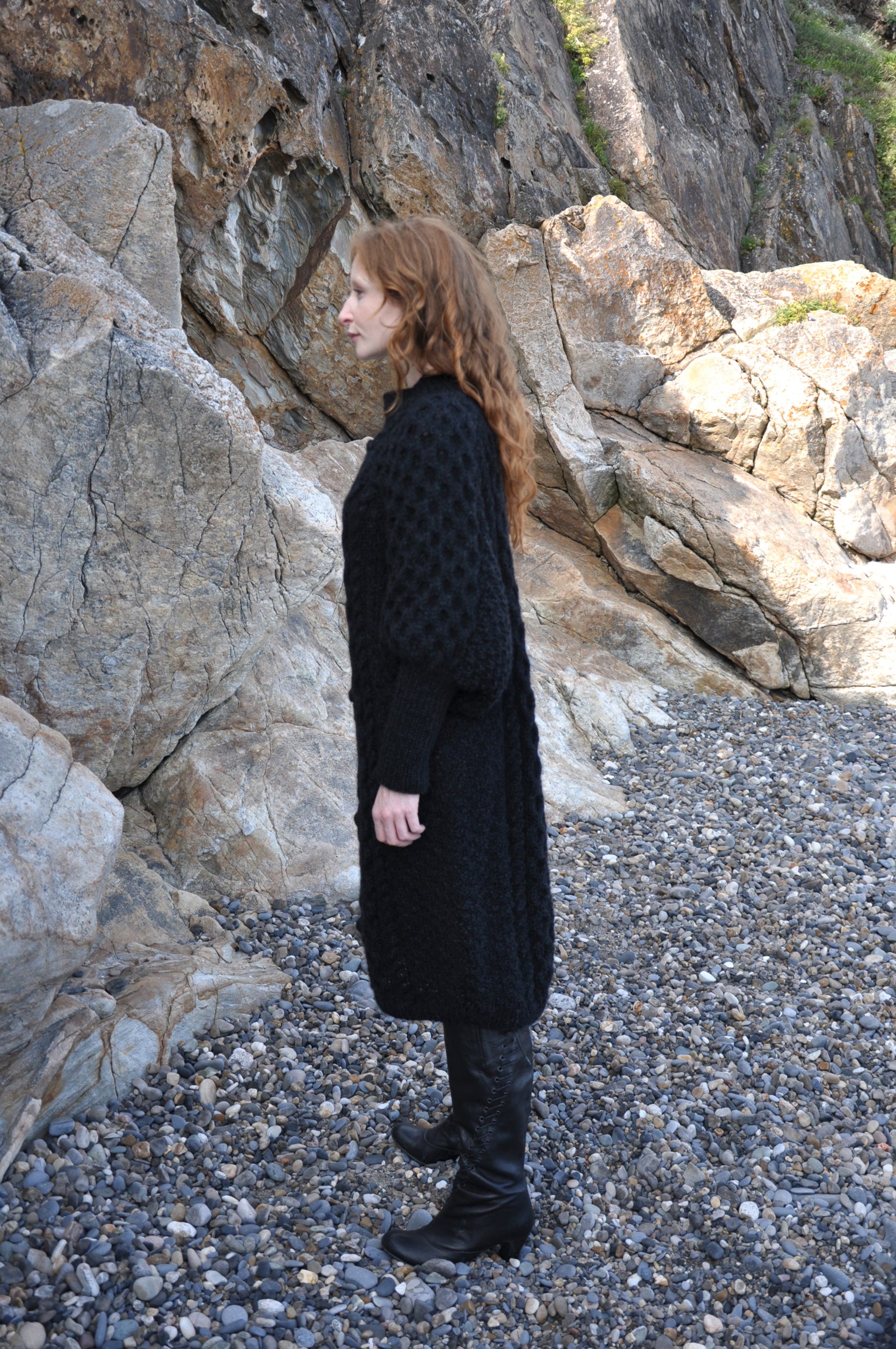 Grainne Black Luxury Hand Knit Dress