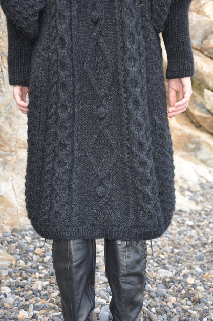 Grainne Black Luxury Hand Knit Dress